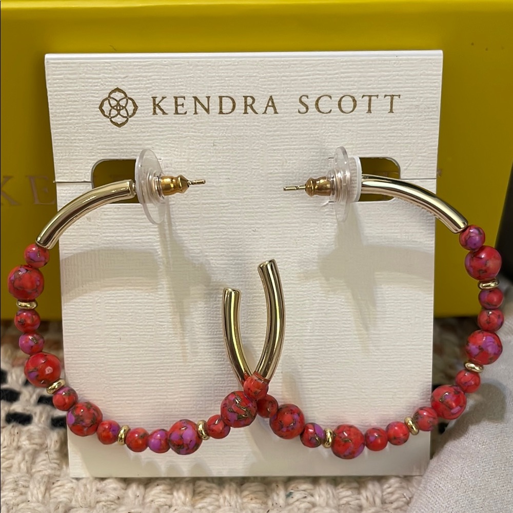 ❤️NWOT❤️ Kendra Scott Pink Beaded Jovie Hoop Earrings
